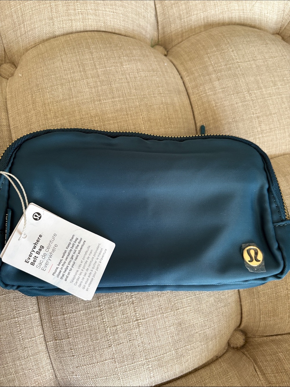 lululemon athletica Everywhere Belt Bag — Deep Teal with Gold Logo